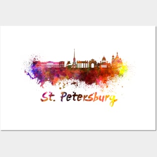 St,Petersburg skyline in watercolor Posters and Art